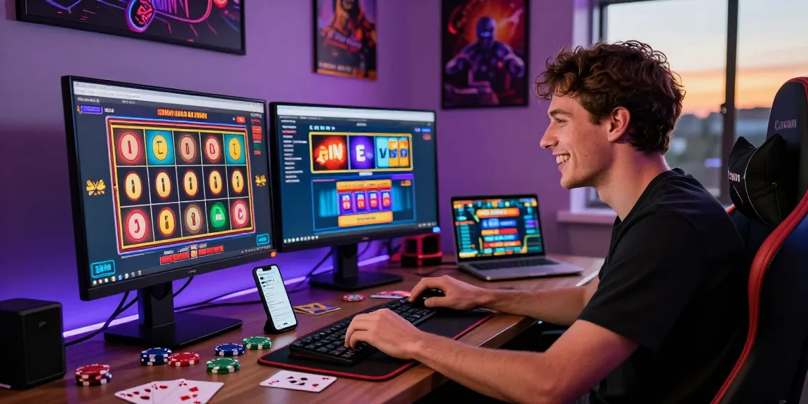Player enjoying new online casinos UK, featuring colorful slot game on desktop.