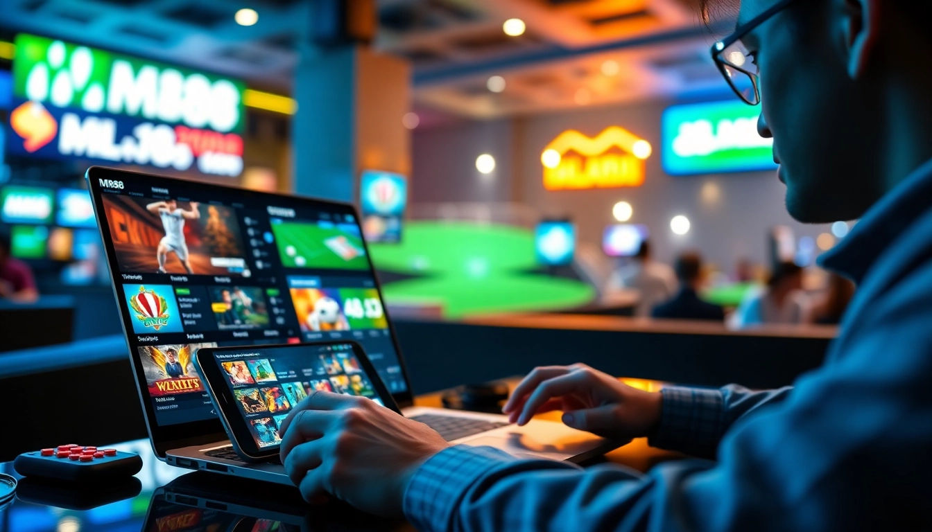 Exciting online gambling experience with MM88, showcasing sports betting and gaming interfaces.