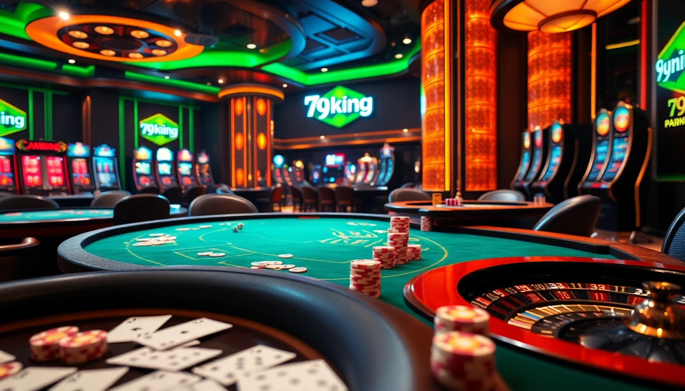 79king casino features vibrant poker tables and roulette wheels during thrilling gaming action.