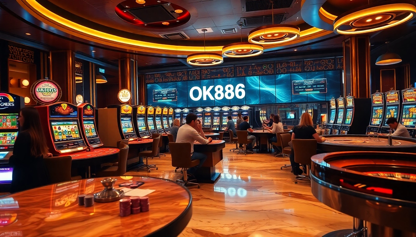 Exciting casino scene showcasing high-stakes games and vibrant elements related to OK8386.