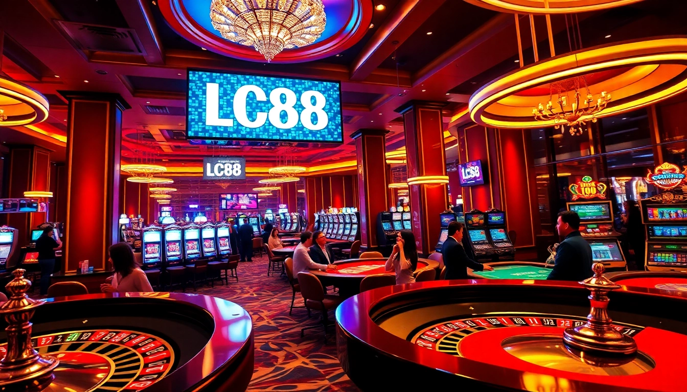 Experience the thrill of gambling at LC88 with luxurious casino elements and lively players.