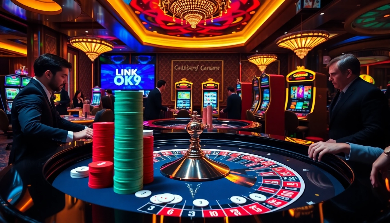 Experience the thrill of gambling at Link OK9 with vibrant casino visuals and engaging gameplay elements.