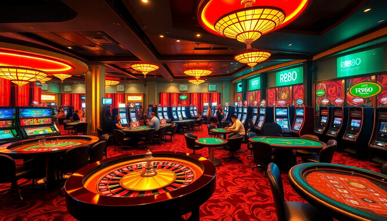 Engage in exhilarating gameplay at RR88 Auction with vibrant casino tables, chips, and a dynamic atmosphere.