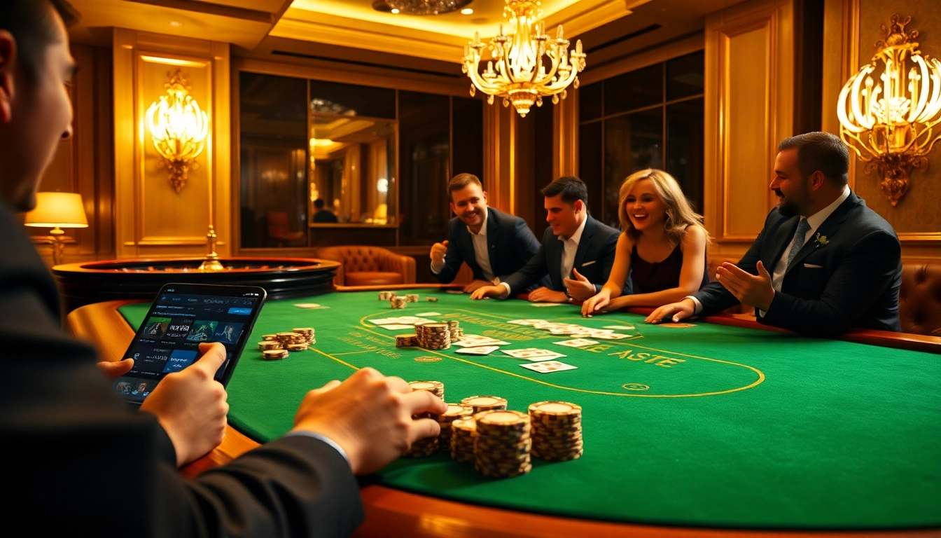 Experience the thrill of s8 bet at a luxurious casino poker table filled with excited players and vibrant chips.
