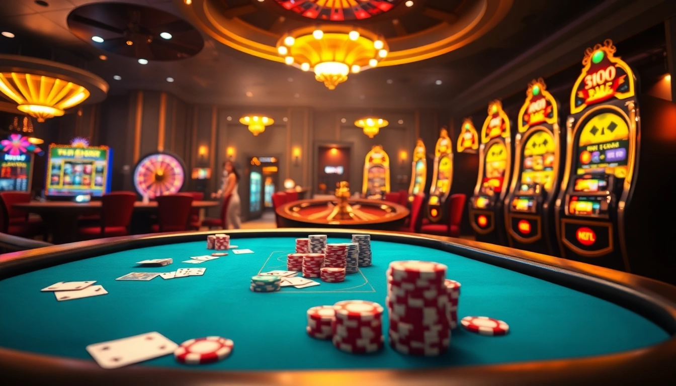 Experience thrilling gaming action at Okfun online casino with poker tables, slot machines, and roulette.