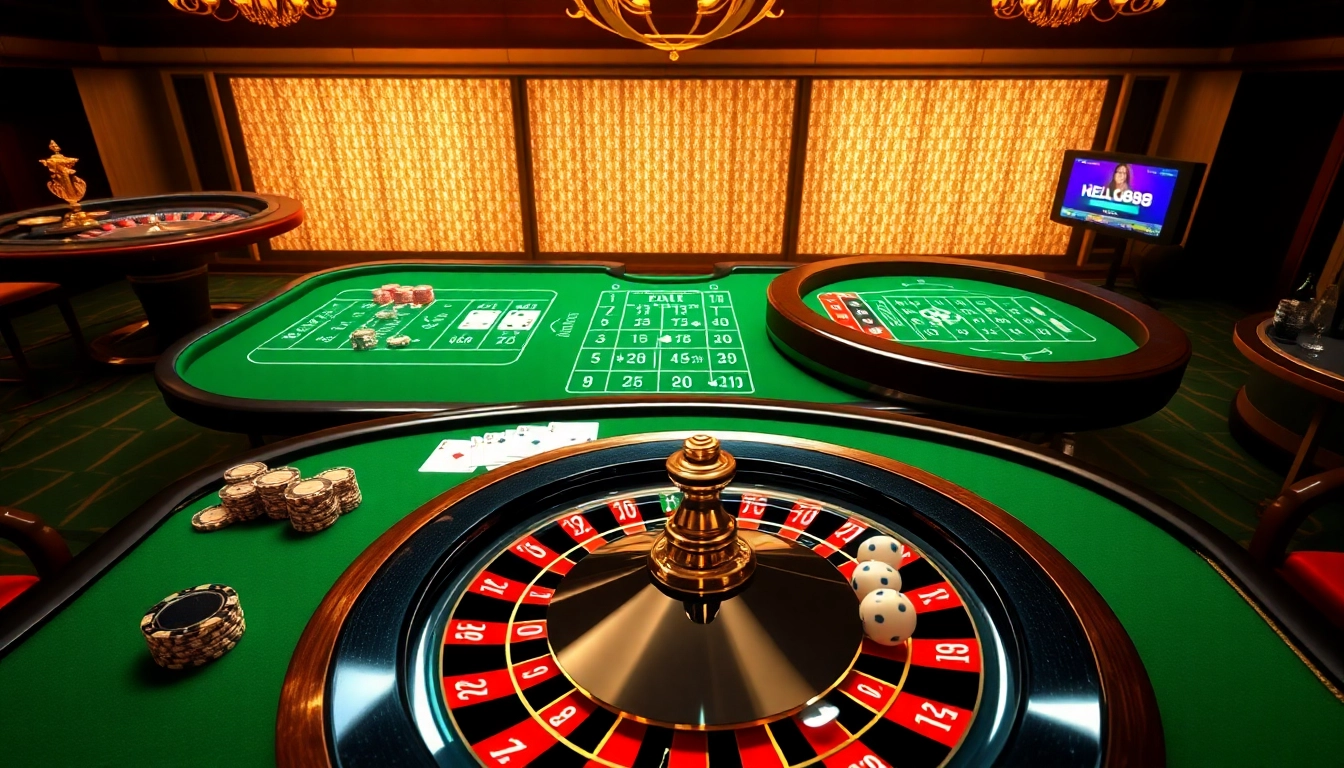 Enjoying immersive gameplay at Hello88 casino with vibrant tables and luxury ambiance.