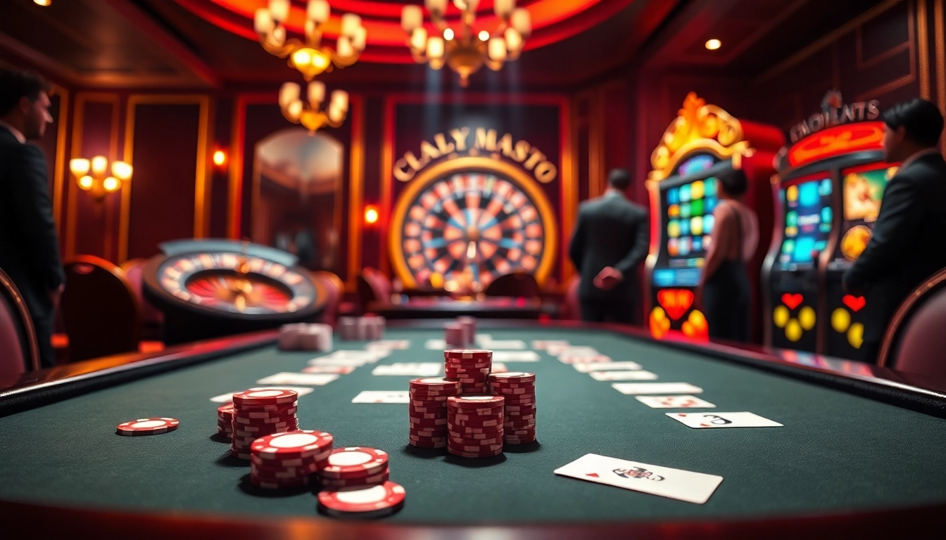 Người chơi tại bàn poker, làm nổi bật lối chơi chiến lược của ứng dụng cg79 trong một casino sang trọng.