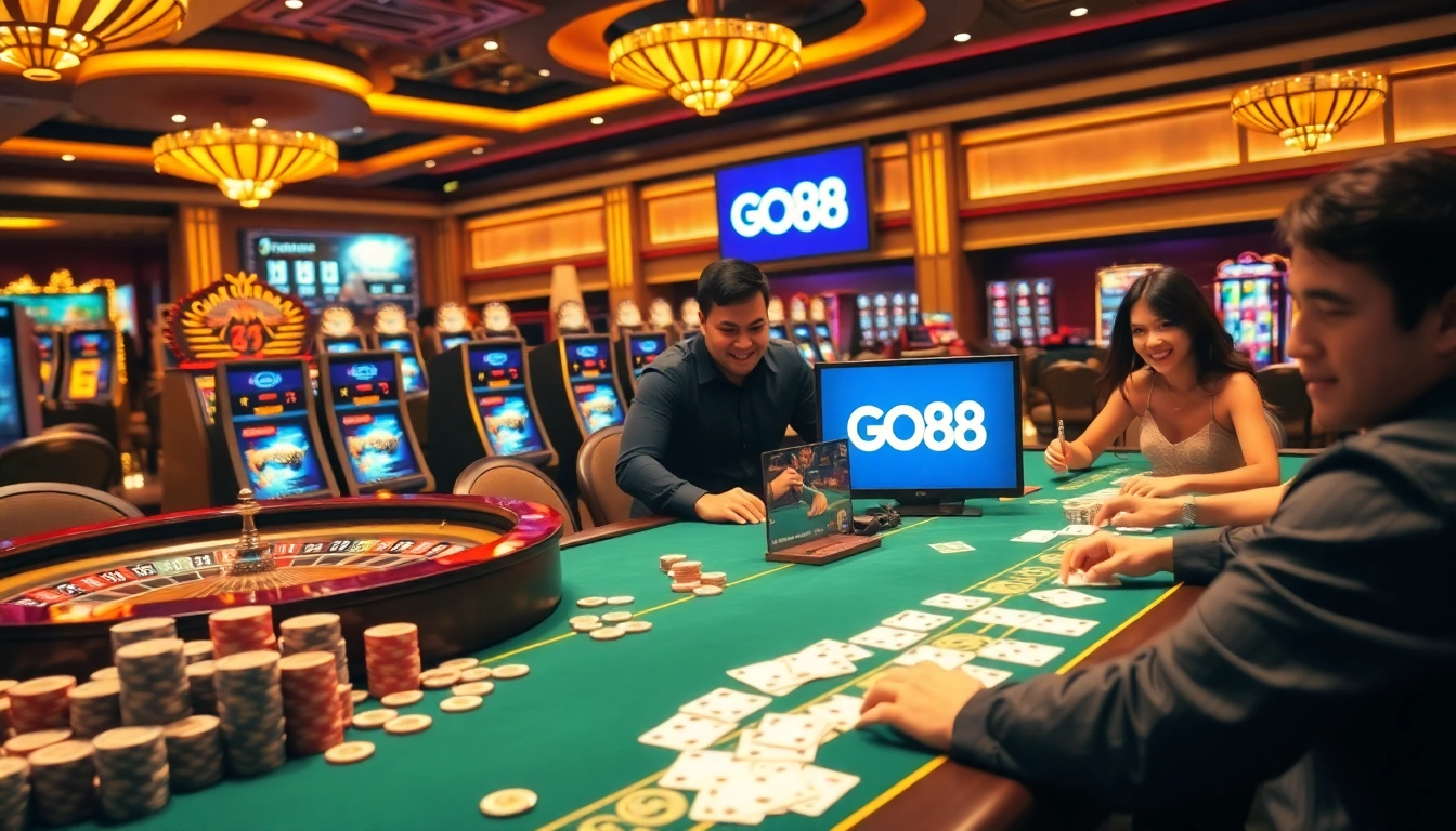 Experience thrilling gameplay at GO88 with vibrant casino tables and exciting slot machines.