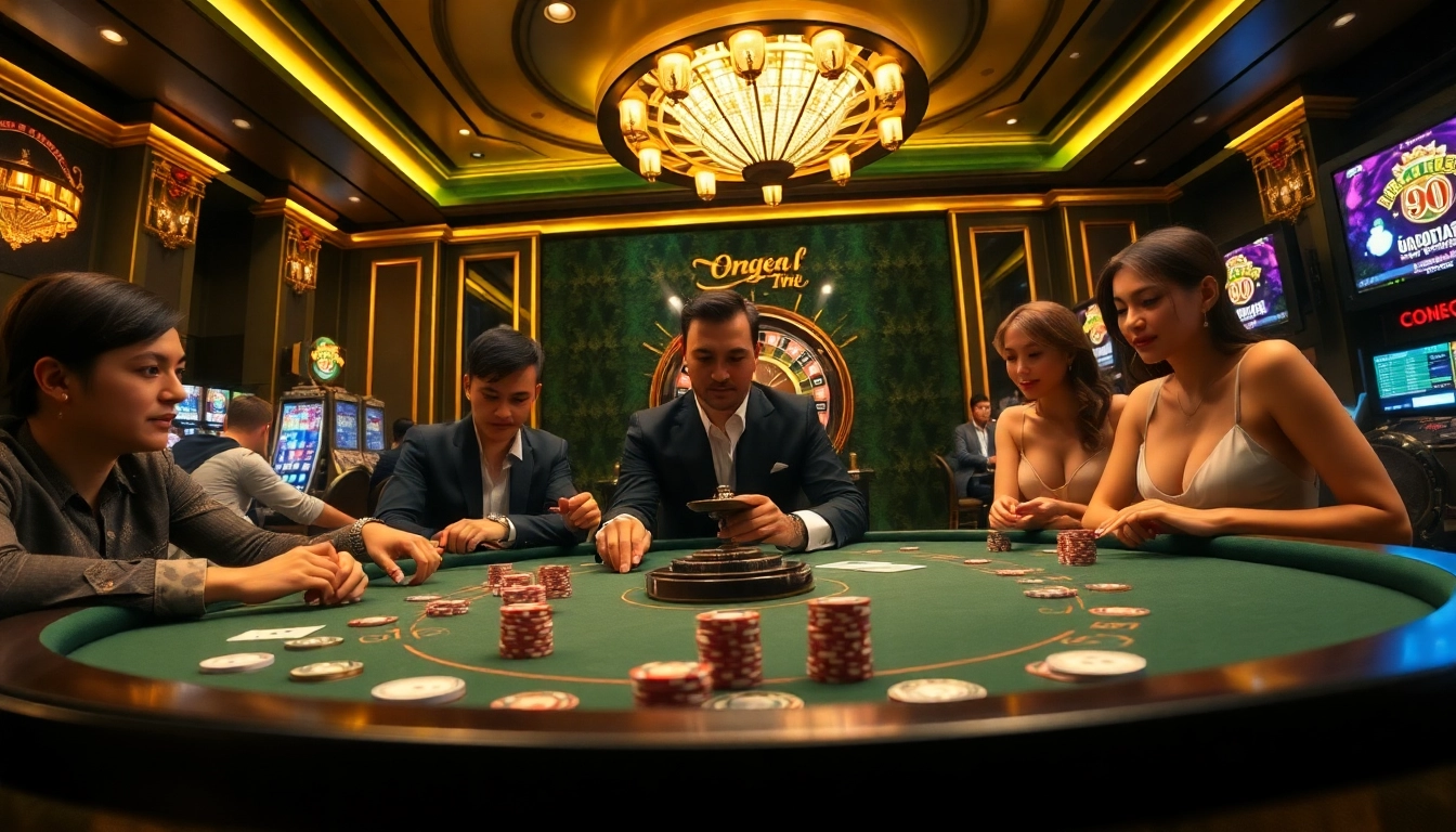 Experience thrilling gameplay at https://gg88.video/ with a luxurious poker table and excited players.