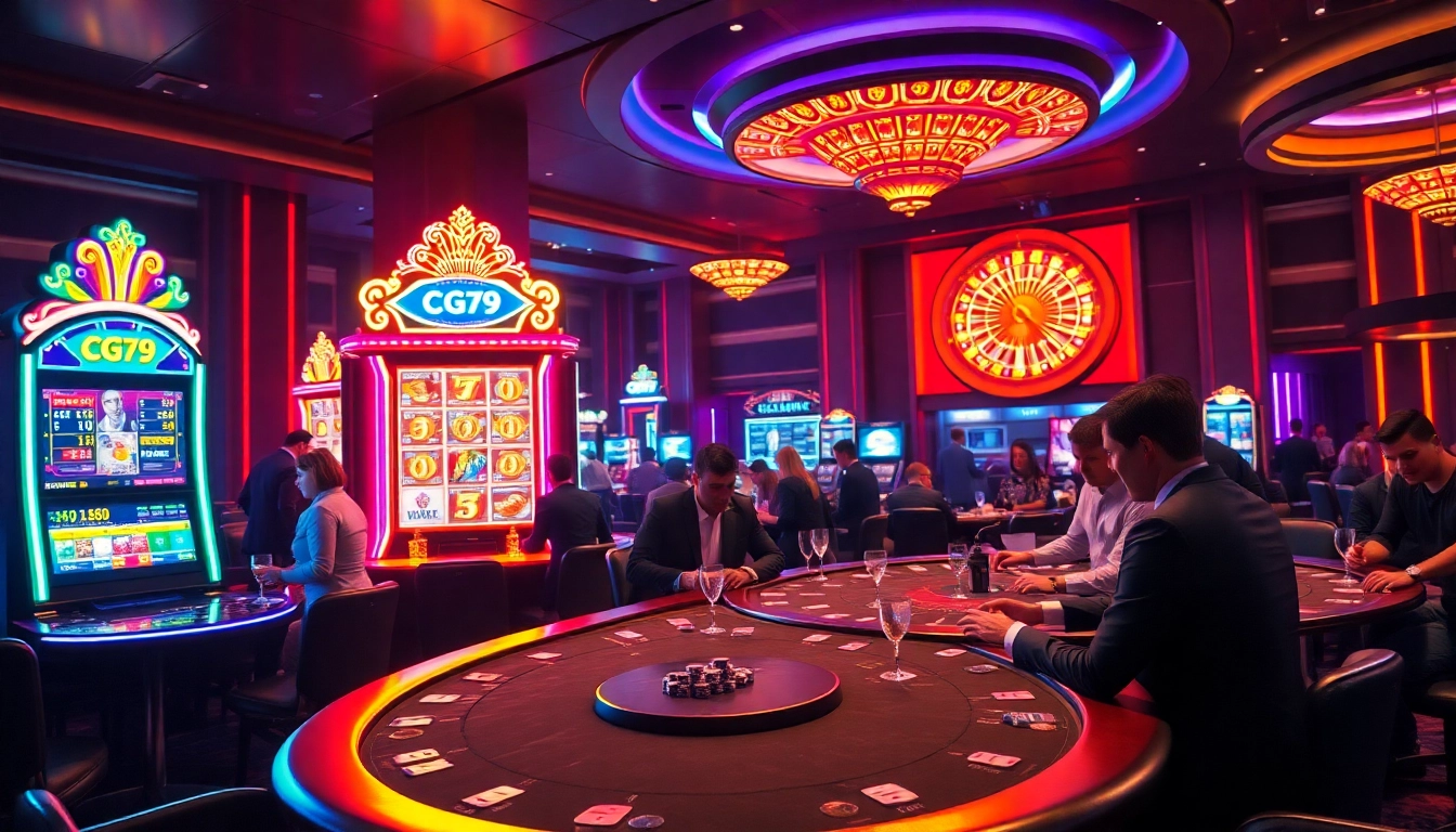 Trải nghiệm lối chơi đầy kích thích tại casino sống động của cg79 với các máy đánh bạc bắt mắt và bàn poker sôi động.
