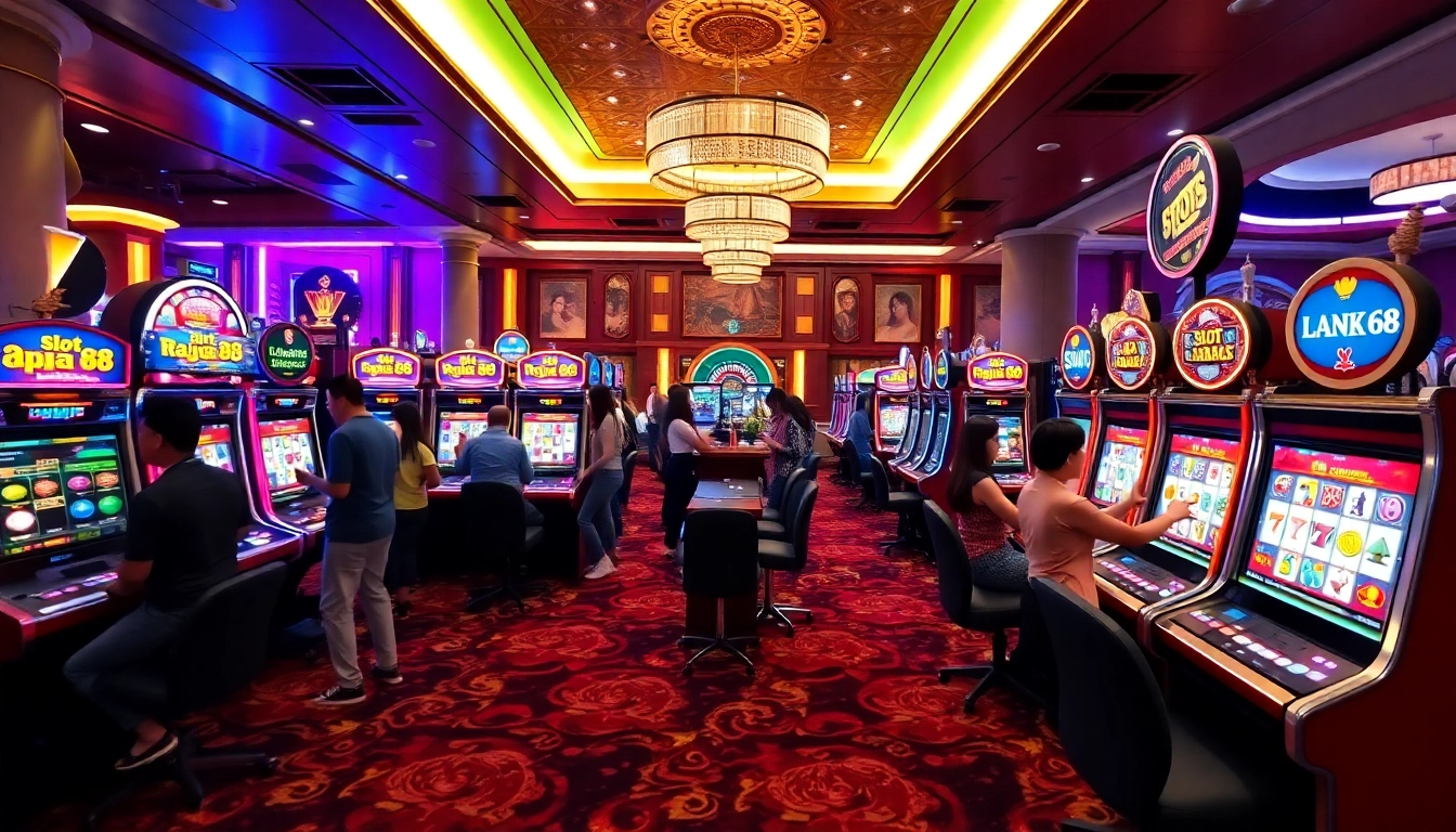 Players enjoy the slot api raja 88 machines in a vibrant casino atmosphere.