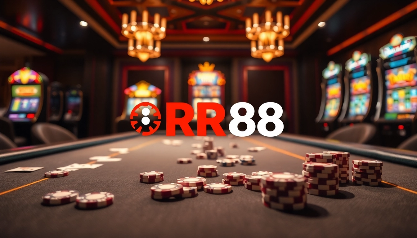 Experience the thrill of RR88 casino with vibrant gaming tables and exciting slot machines.