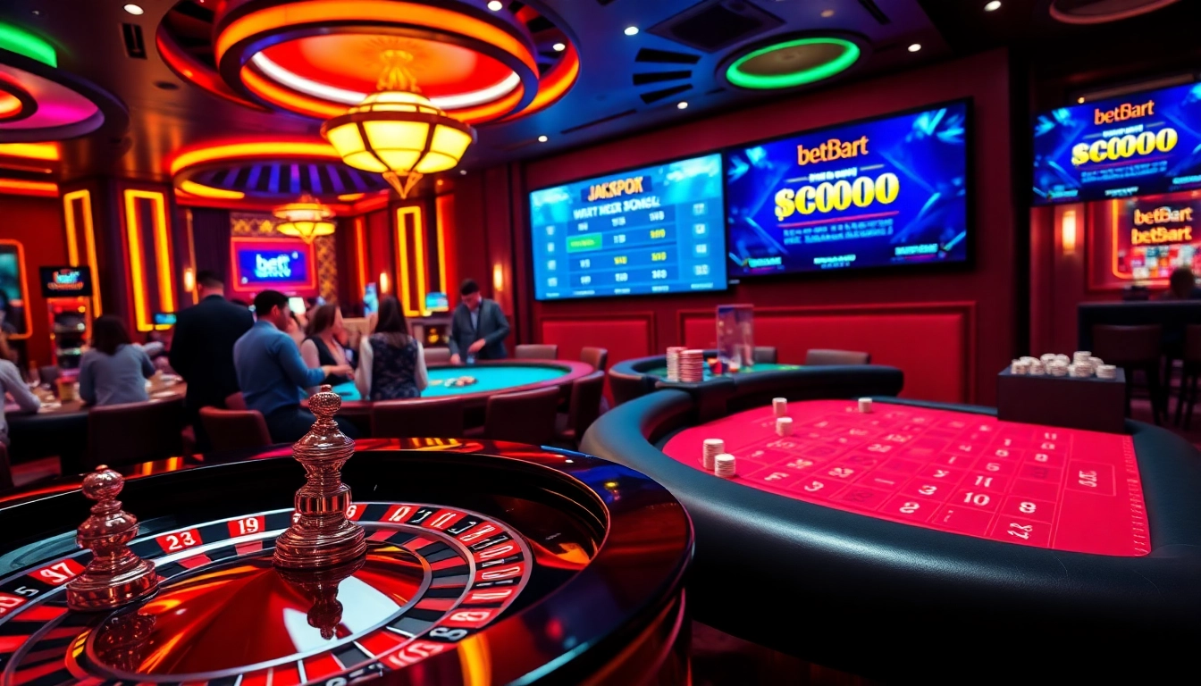 Players engaging in exciting casino games at betbdt.art with vibrant tables and digital promotions.