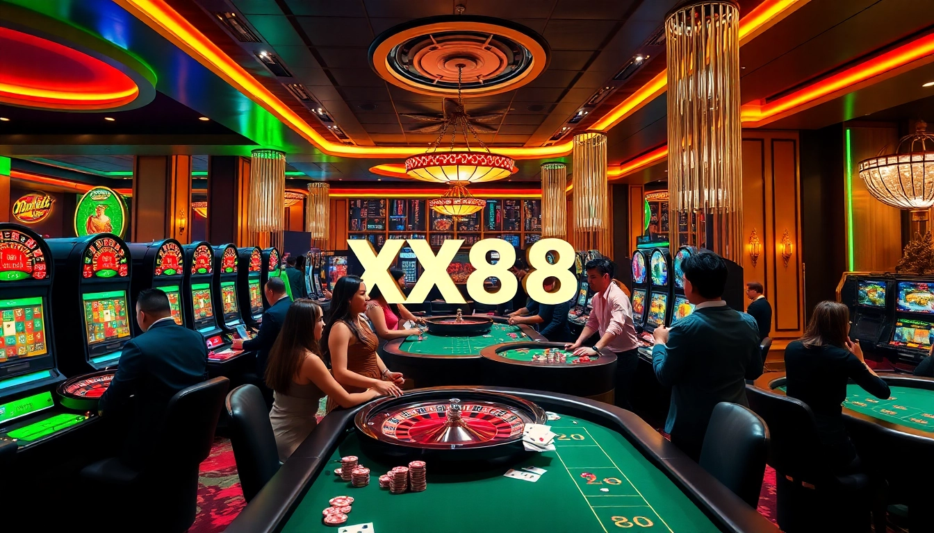 Experience the excitement of gambling with XX88 at a modern casino table.