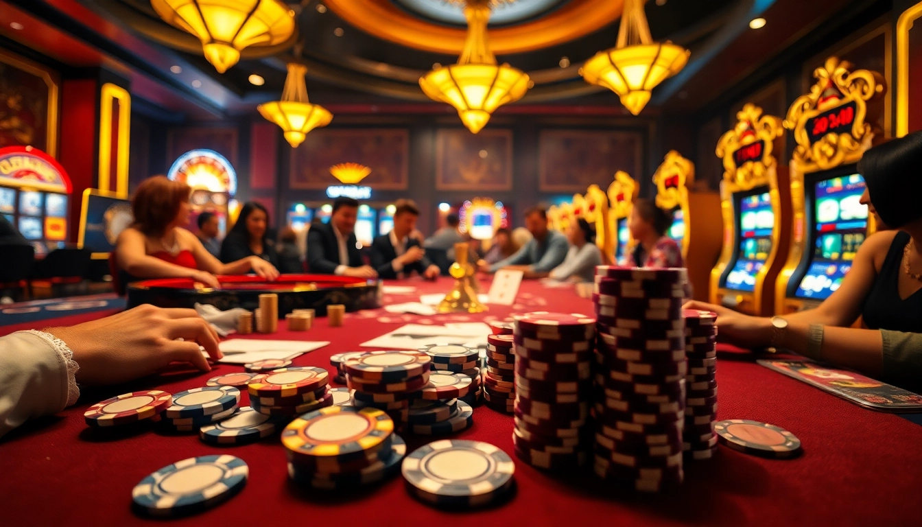 Engage with Stake סוכן at a vibrant casino table filled with poker chips, cards, and a spinning roulette wheel.