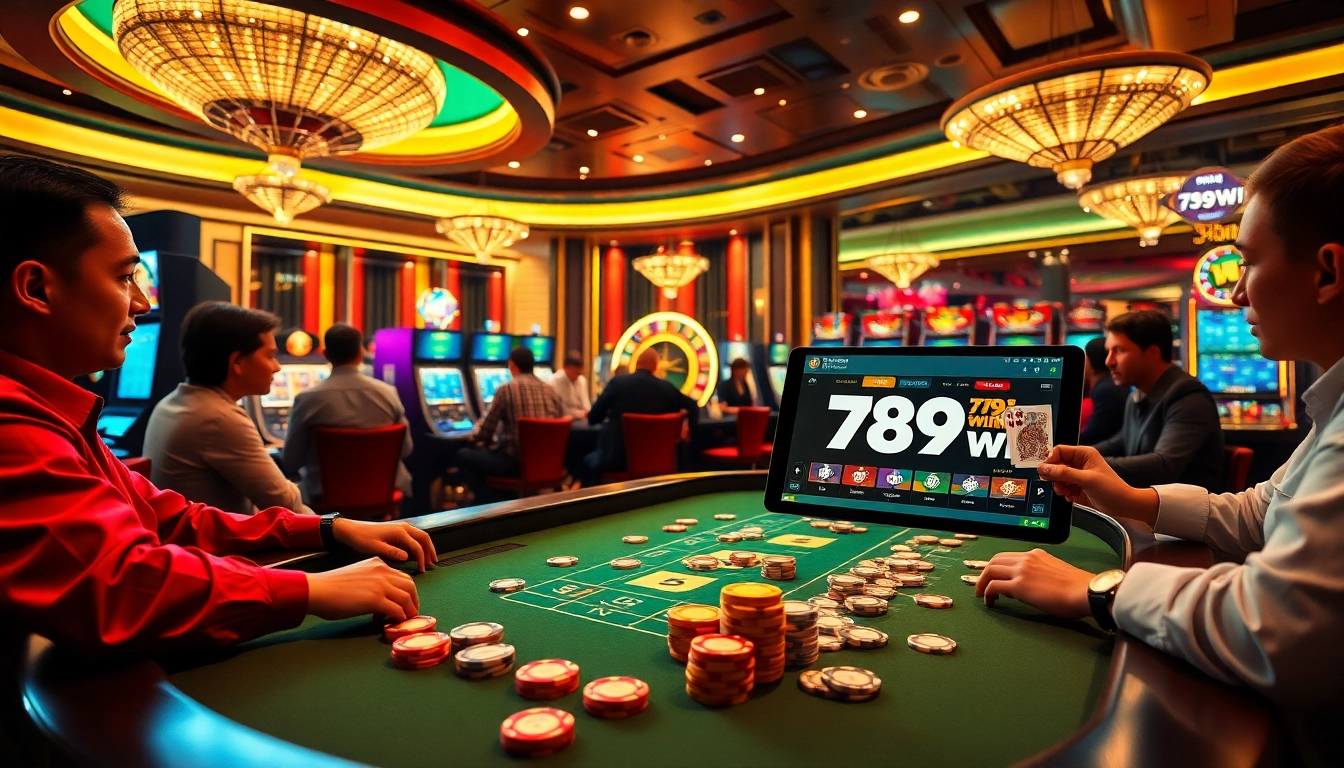 Experience dynamic poker gameplay with 789win amidst a luxurious casino atmosphere.