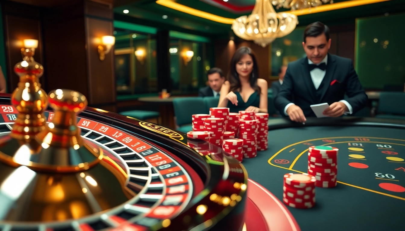 Experience thrilling gameplay at BJ388 with luxurious casino elements and vibrant poker chips.