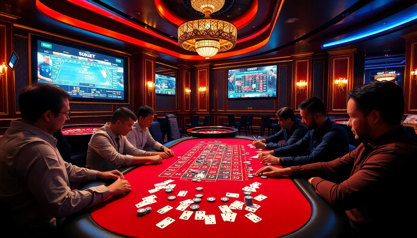 sbobet link alternatif featuring a thrilling poker game with vibrant chips and professional ambiance.