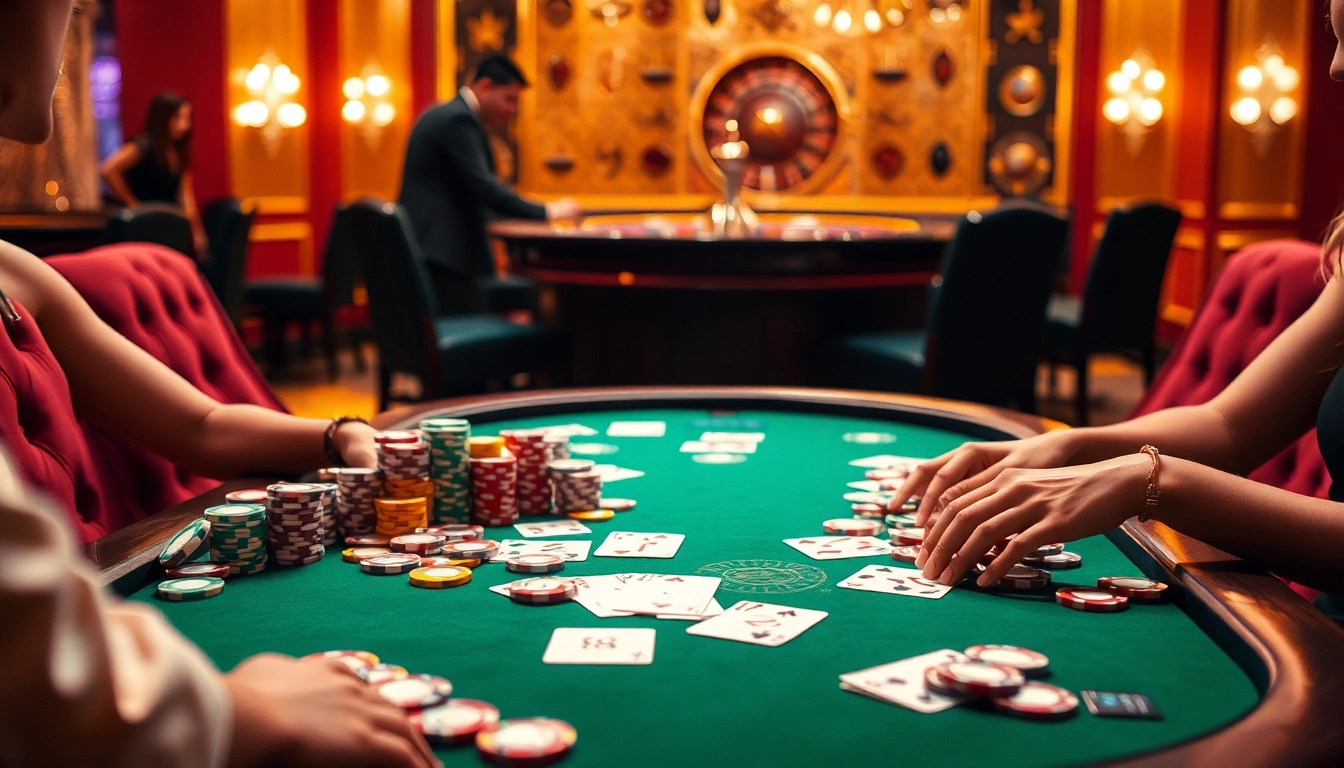 Partner Visa agent in Australia managing a high-stakes poker table filled with colorful chips.