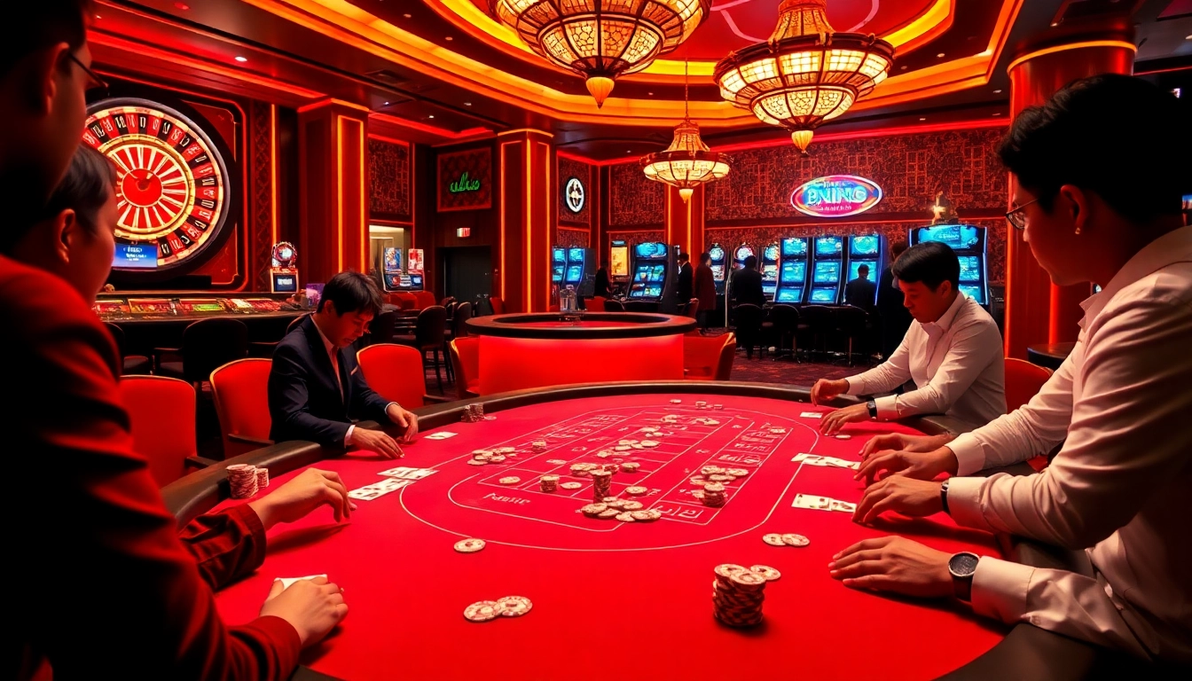 Engaging players at the bancadoithuong gaming table, showcasing an exciting casino atmosphere.