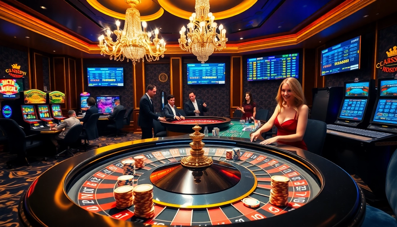 Experience the luxury of Clube VIP HHBET surrounded by poker chips, roulette tables, and elegant players.